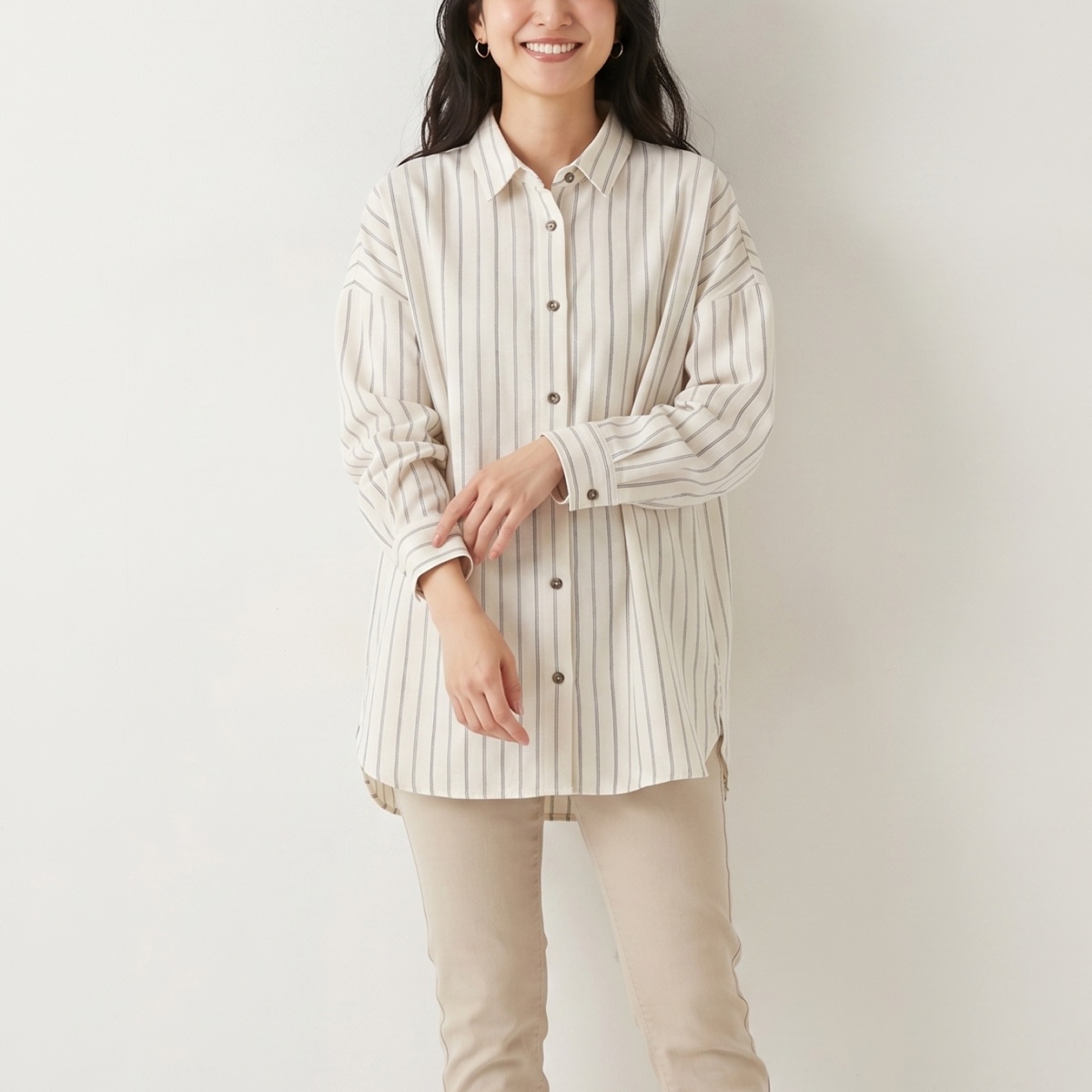 ストライプロングシャツ